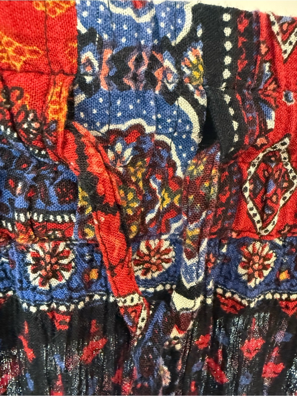 Bohemian Printed Red & Navy Maxi Skirt - Women - Picture 3 of 4